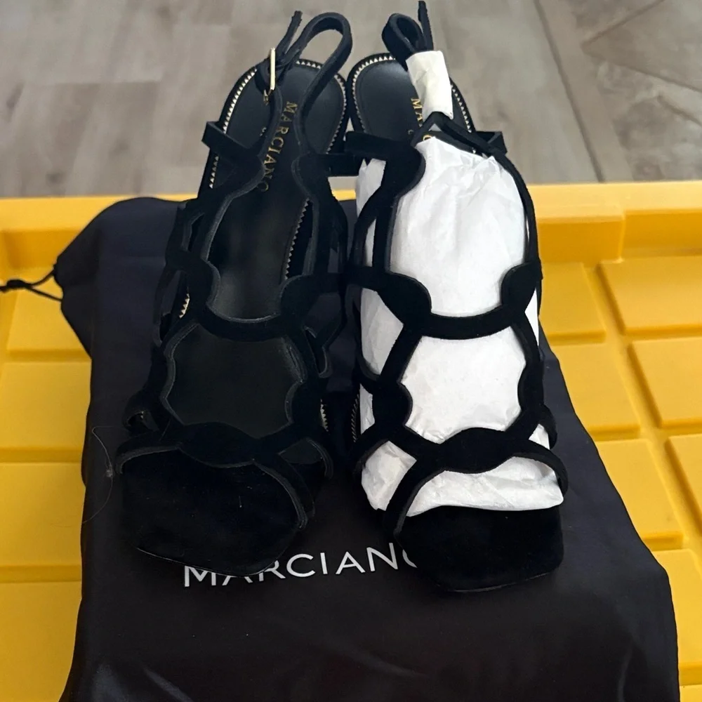 Marciano Black Strappy Heels